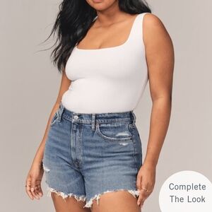 High Rise Distressed Mom Shorts